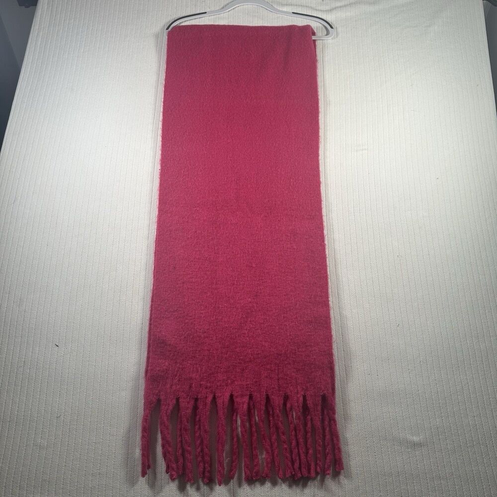 Susan Graver Women’s Pink Magenta Soft Knit Scarf Long Fringe Solid Color